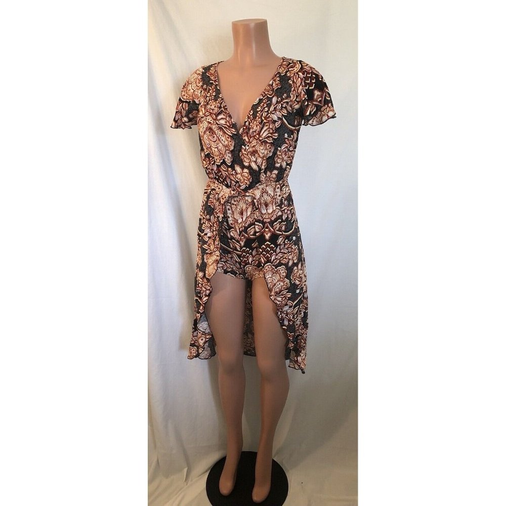 Orange Nordstrom Love, Fire Short Sleeved Maxi Romper size S